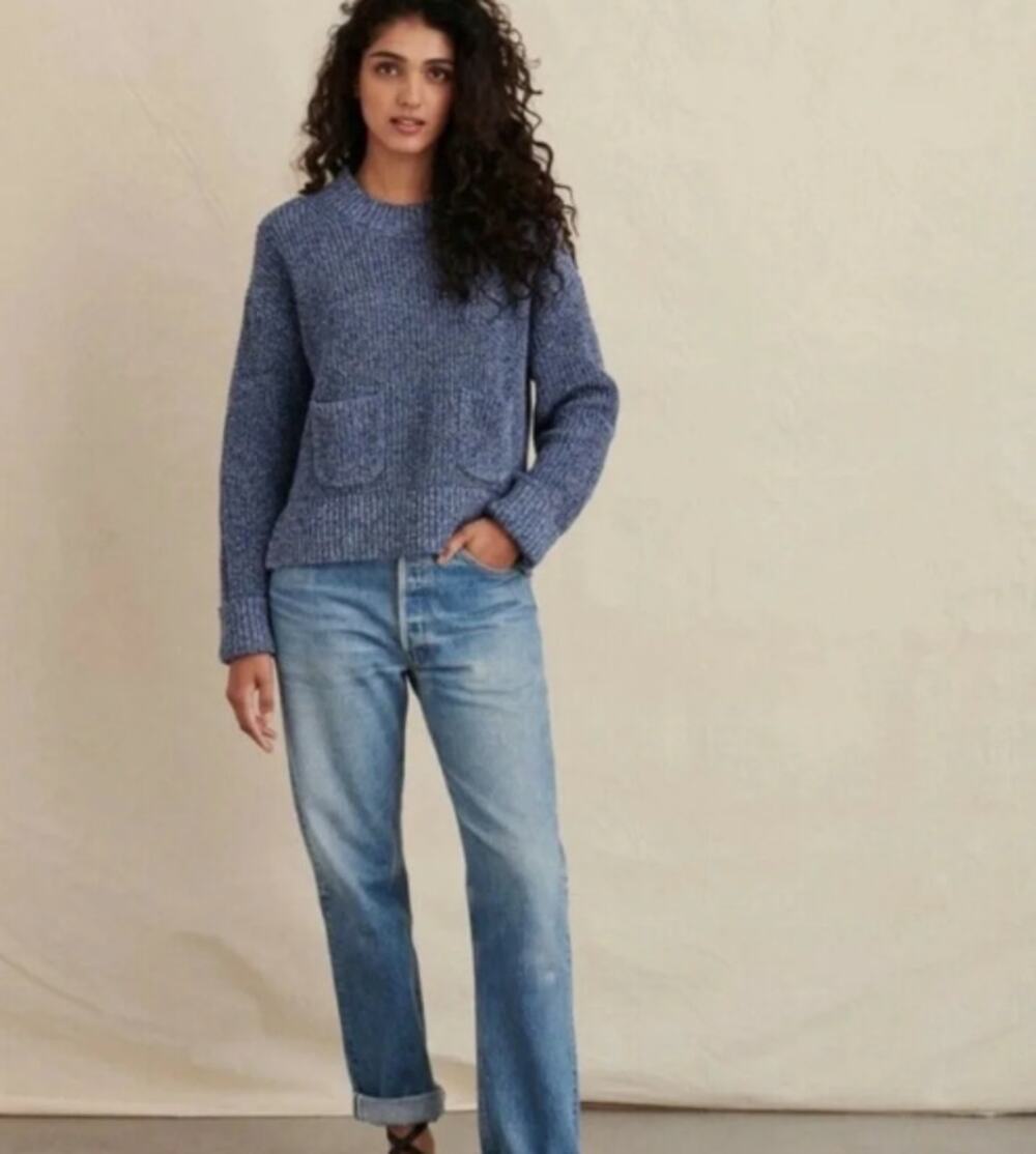 Alex Mill Blue Marl Knit Hank Sweater Cotton Linen Small